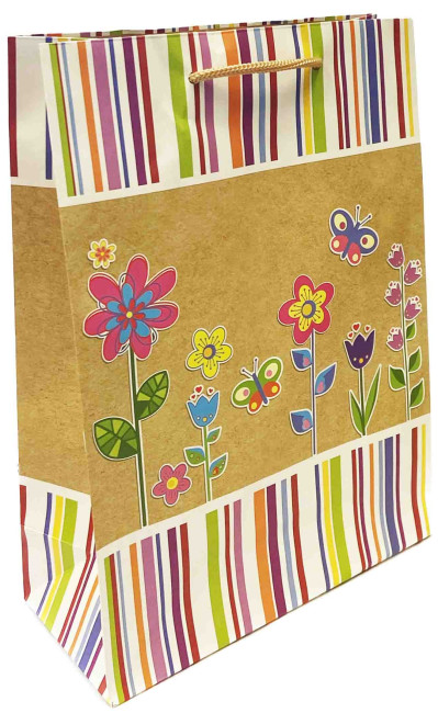 detail Dárková taška motýly a květiny 26x33cm kraftova