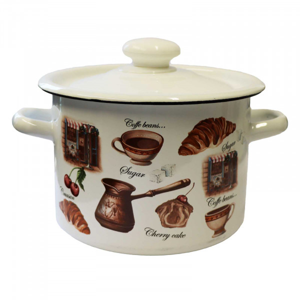 detail Smaltovaný kastrol Kavárna 3L