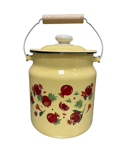 detail Smaltovaný bidon s víkem žlutý 3,5 l Granátové jablko