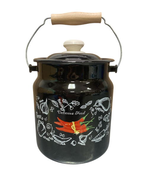 detail Smaltovaný bidon s víkem černý 3,5 l Pepper