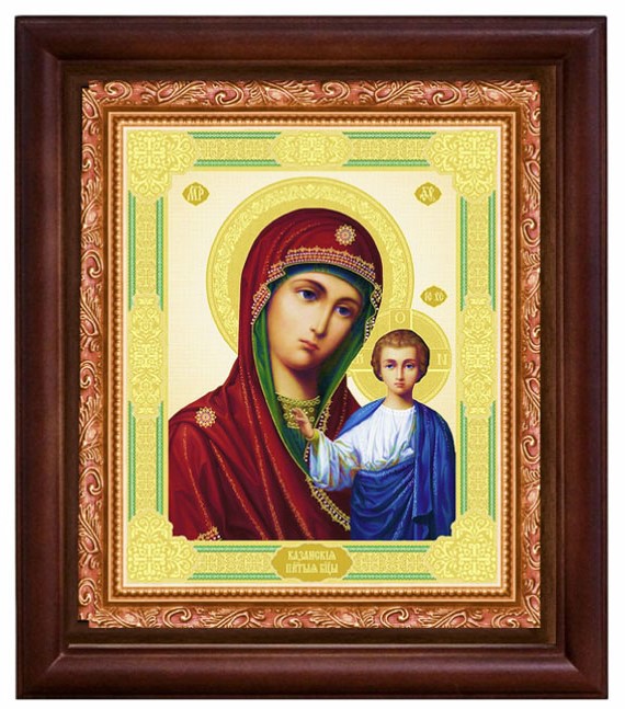 detail Ikona dřevěná se sklem 15x18cm Kazanskaja
