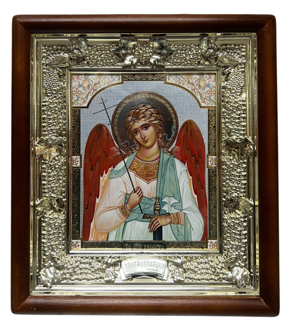 detail Ikona dřevěná hrozný 15x18cm Angel (modré pozadí)