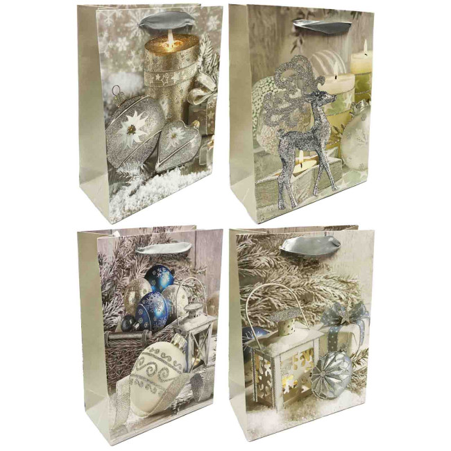 detail Dárková taška 23x18cm Vánoční stríbro