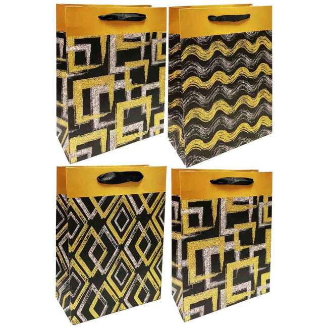 detail Dárková taška černá se zlatým lemováním 23x18cm