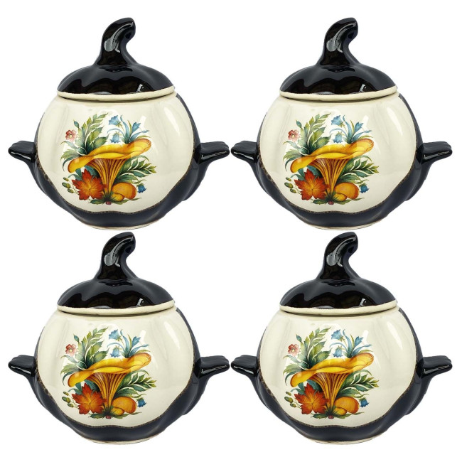 detail Keramický hrnec Houby Lišky 0,75 L