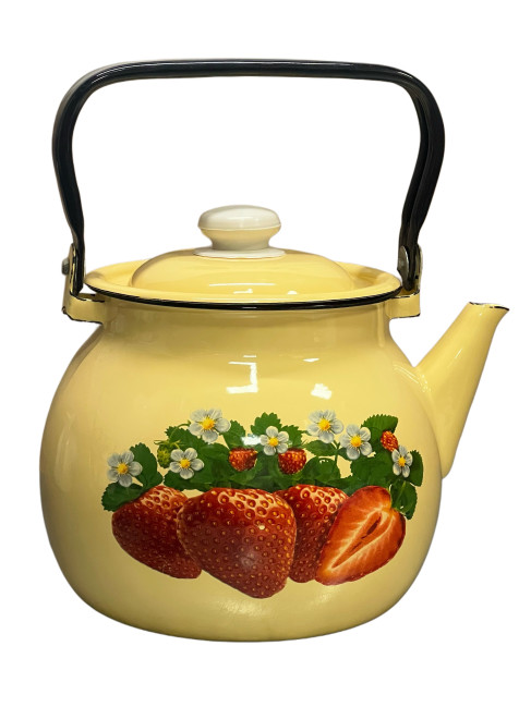 detail Smaltovaná konvice žlutá 3,5L Jahody