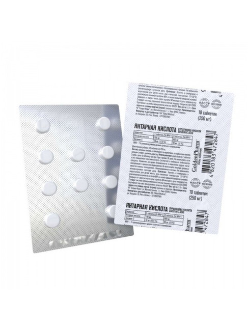 detail Kyselina jantárová 10 tabliet 250mg Golden Pharm