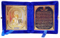 náhled Ikona v sametu s modlitbou Nikolaj 12x20cm skládací modrá