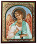 náhled Ikona dřevěná Angel 10x12cm v pouzdře (modré pozadí)