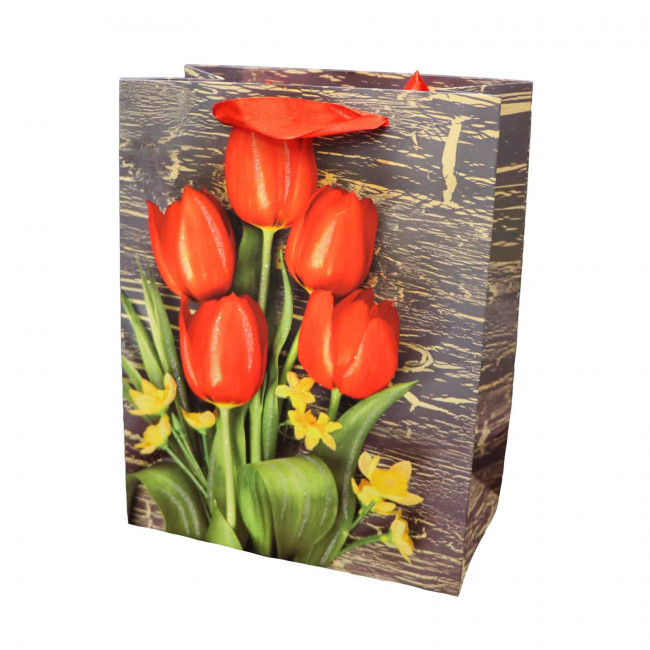 detail Dárková taška tulipány 23*18cm