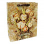 náhled Dárková taška Zlatá s tulipany 26x33x11cm