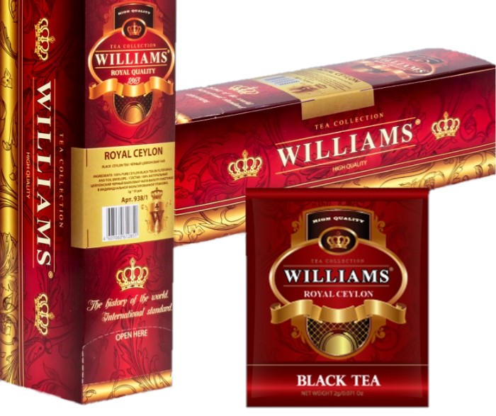 detail Černý čaj 50*2g Williams Royal Ceylon
