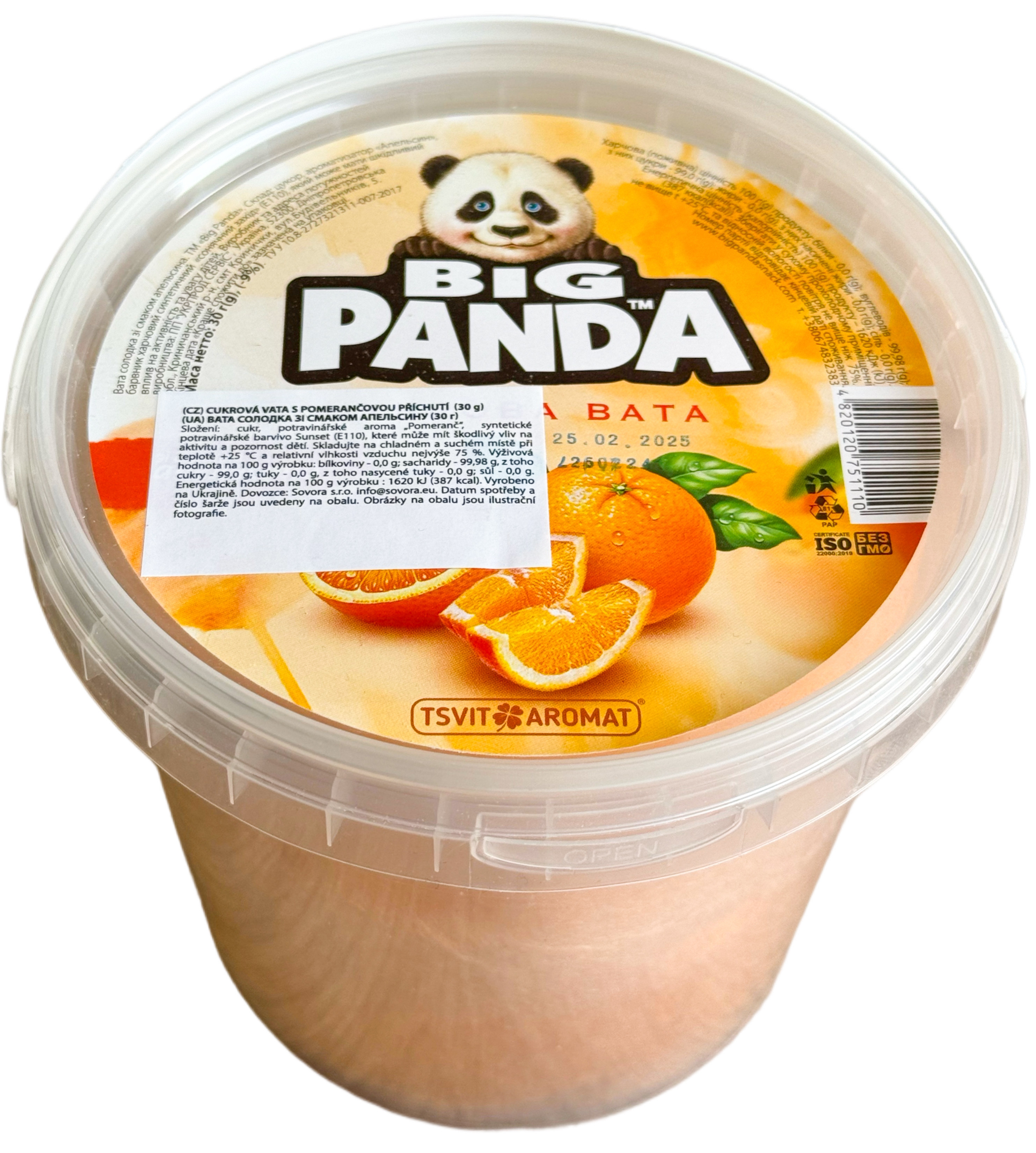 Cukrová vata s pomerančovou příchutí 30g Big Panda