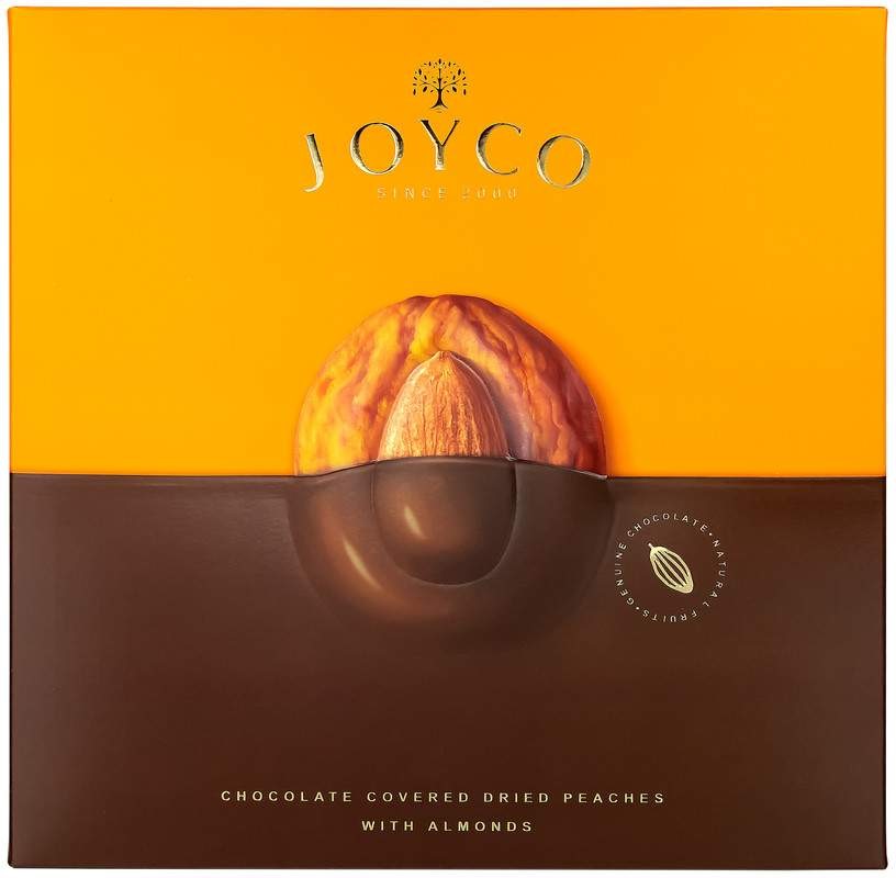 Sušené broskve v čokoládě s mandlemi 190g Joyco