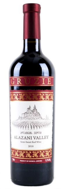 detail Polosladké víno červené Alazani Valley 0,75L Gruzie