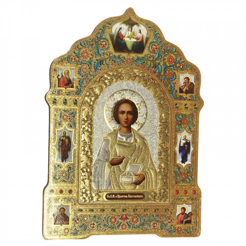 Деревянная икона Пантелеимон 18х25см