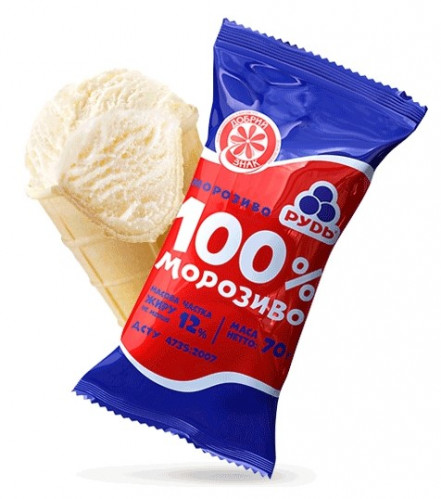 Пломбир сливочный 100% мороженое 70г RUD