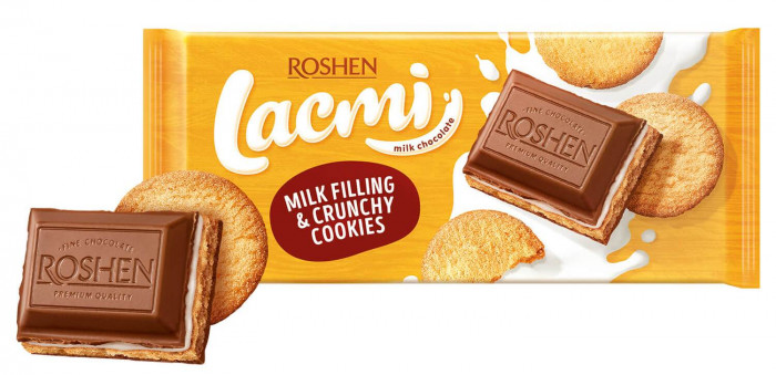detail Молочный шоколад с печеньем Lacmi Roshen 100г