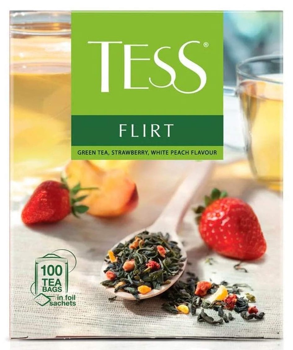 Чай зеленый Клубника и персик 100х1,5г Tess Flirt