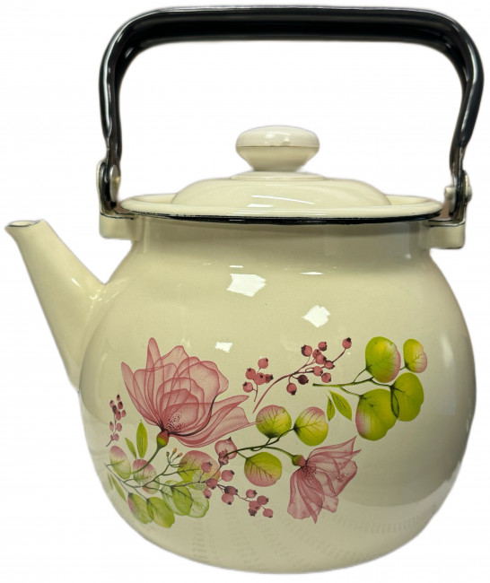 detail Эмалированный чайник бежевый 3,5Л Цветочная вуаль