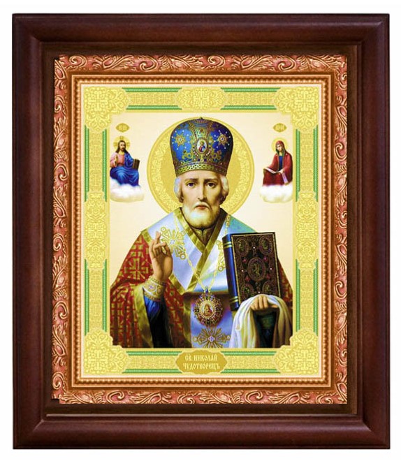 Икона деревянная со стеклом 10х12см Николай