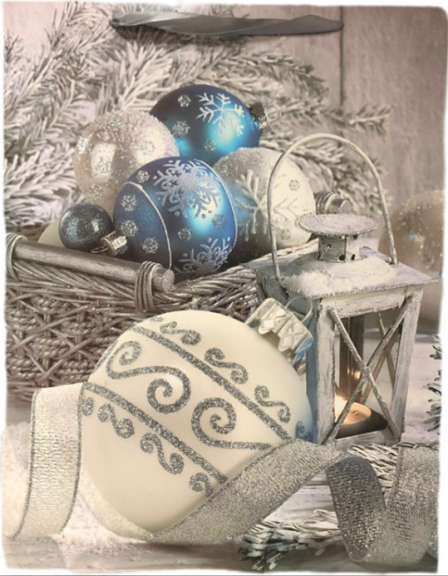 detail Подарочный пакет 23х18см Рождественский серебро