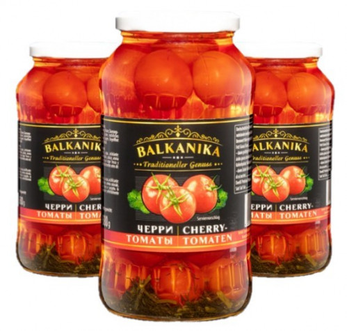 Nakladané cherry paradajky 680g Balkanika