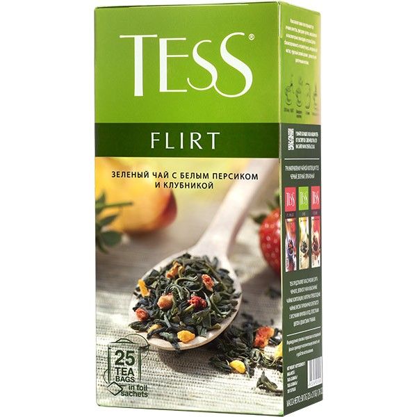 detail Zelený čaj Jahoda a broskyňa 25x1,5g Tess Flirt