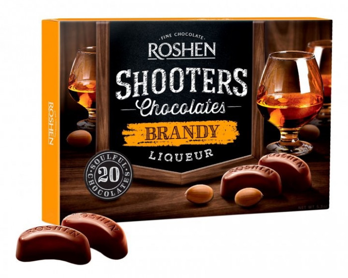 detail Bonboniéra s brandy likérom 150g Roshen Shooters